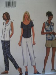 3533 BUTTERICK EZ SS / SLEEVELESS TOP, PANTS, SHORTS PATTERN 18-22 UNCUT